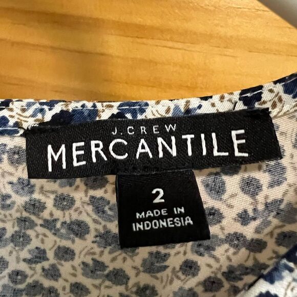 J. Crew Mercantile size 2 blue and white floral blouse - Picture 6 of 7